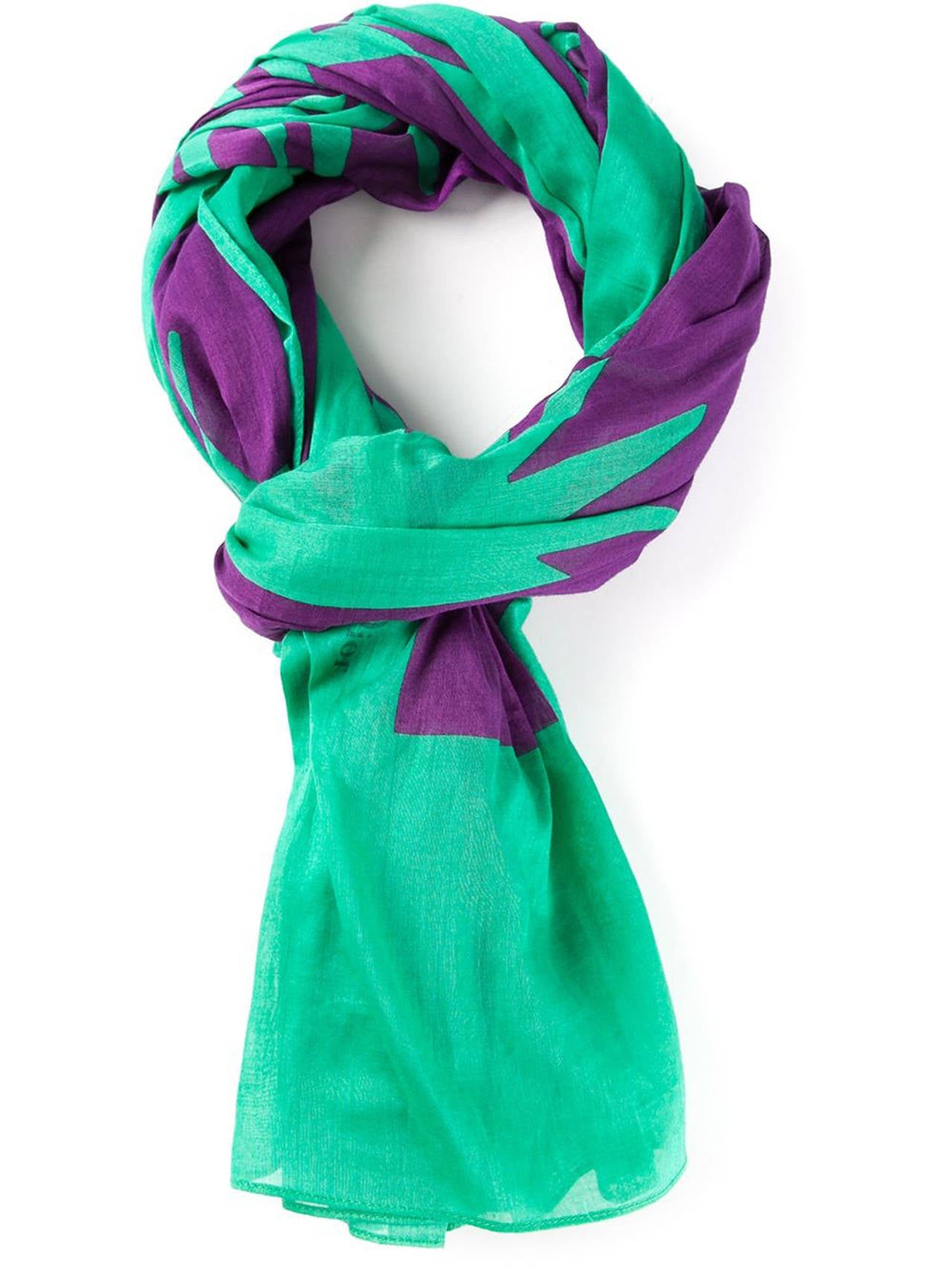 Purple and green cotton voile abstract print large scarf or pareo from Christian Dior.