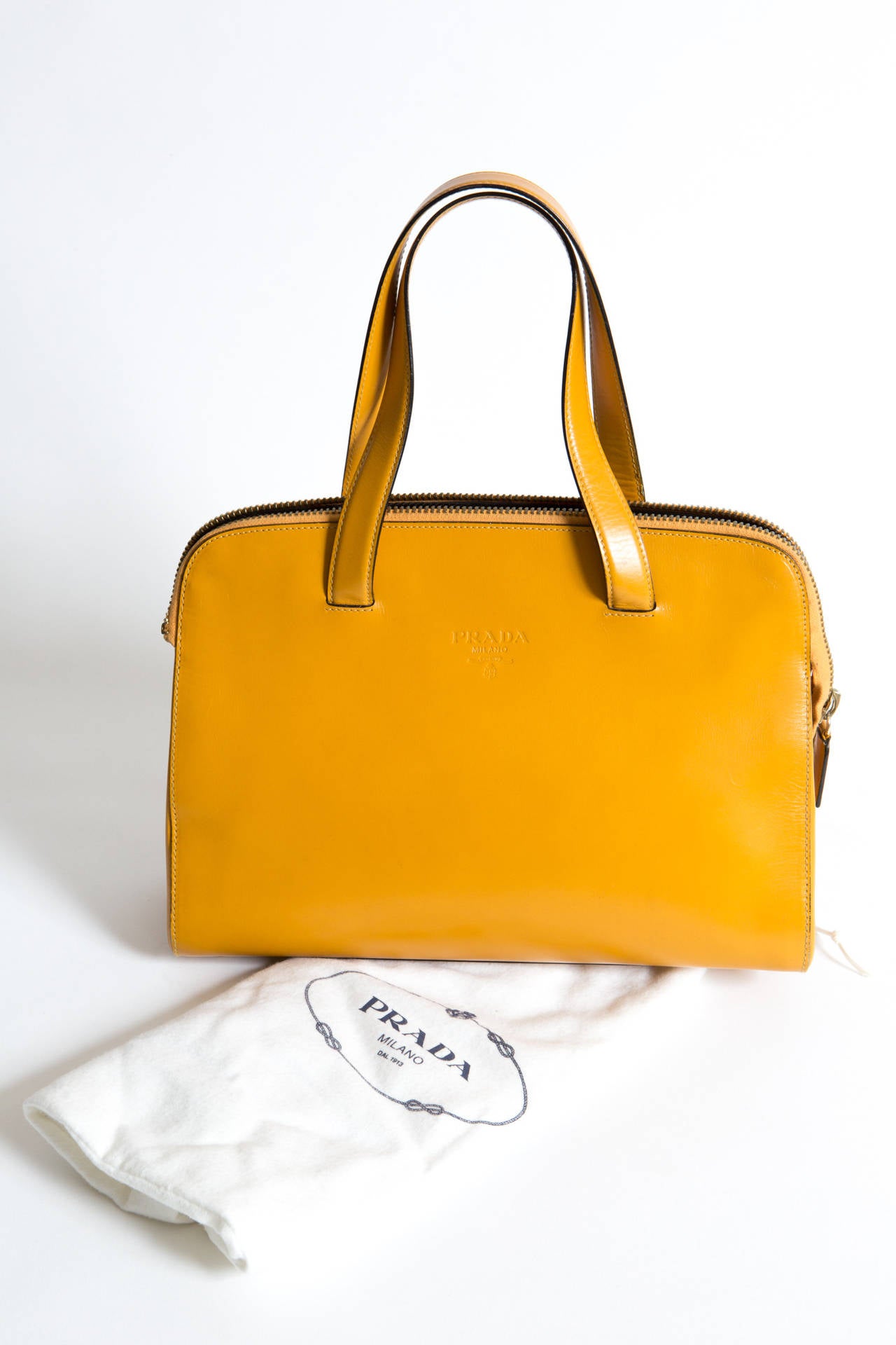 prada saffiano lux tote red - Prada Yellow Sun Leather Bag at 1stdibs