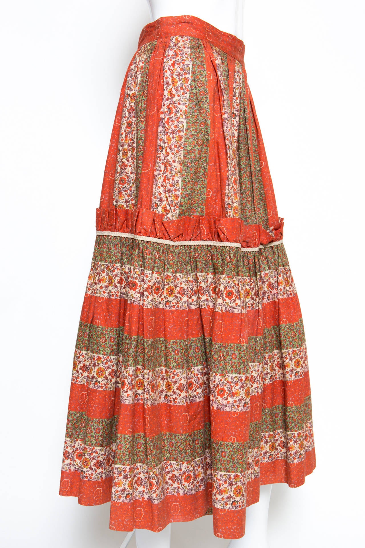 1970s Gorgeous Saint-Laurent Cotton Peasant Skirt at 1stdibs