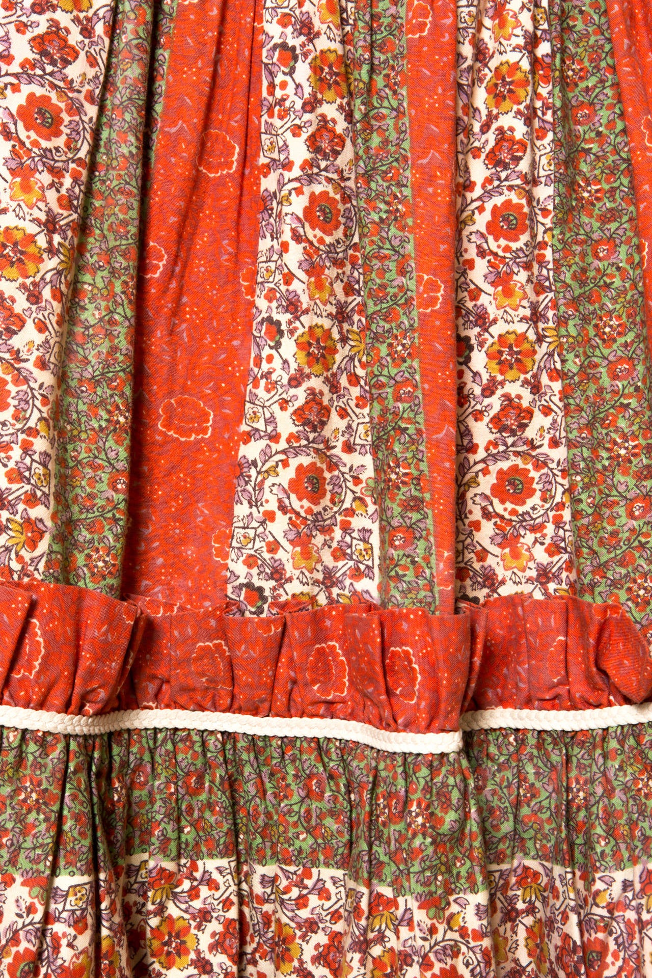 Women's 1970s Gorgeous Saint-Laurent Cotton Peasant Skirt