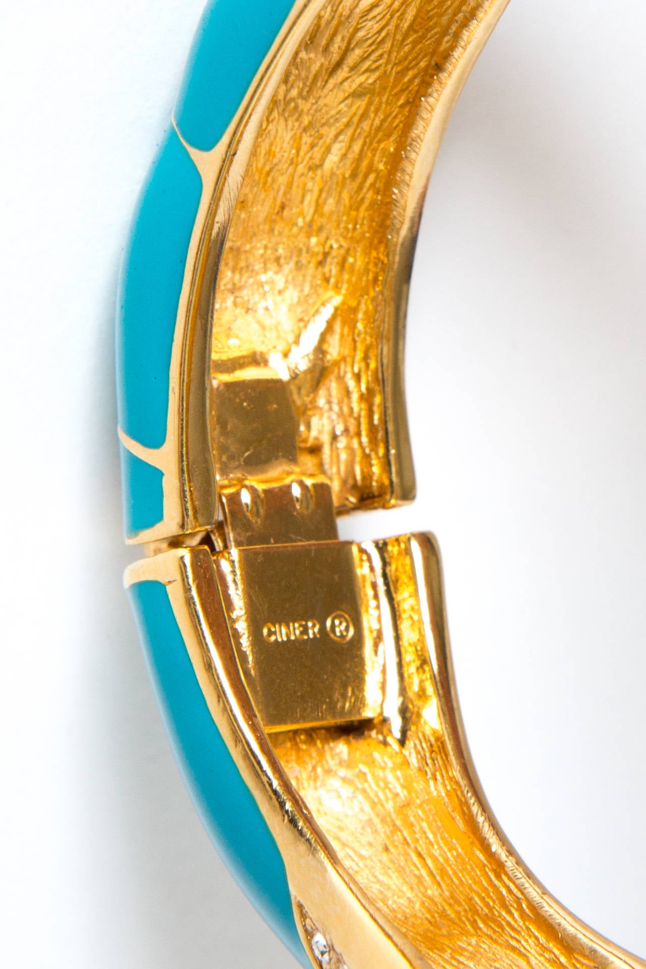 Women's Gold-Tone and Turquoise Ciner Dolphin Bangle