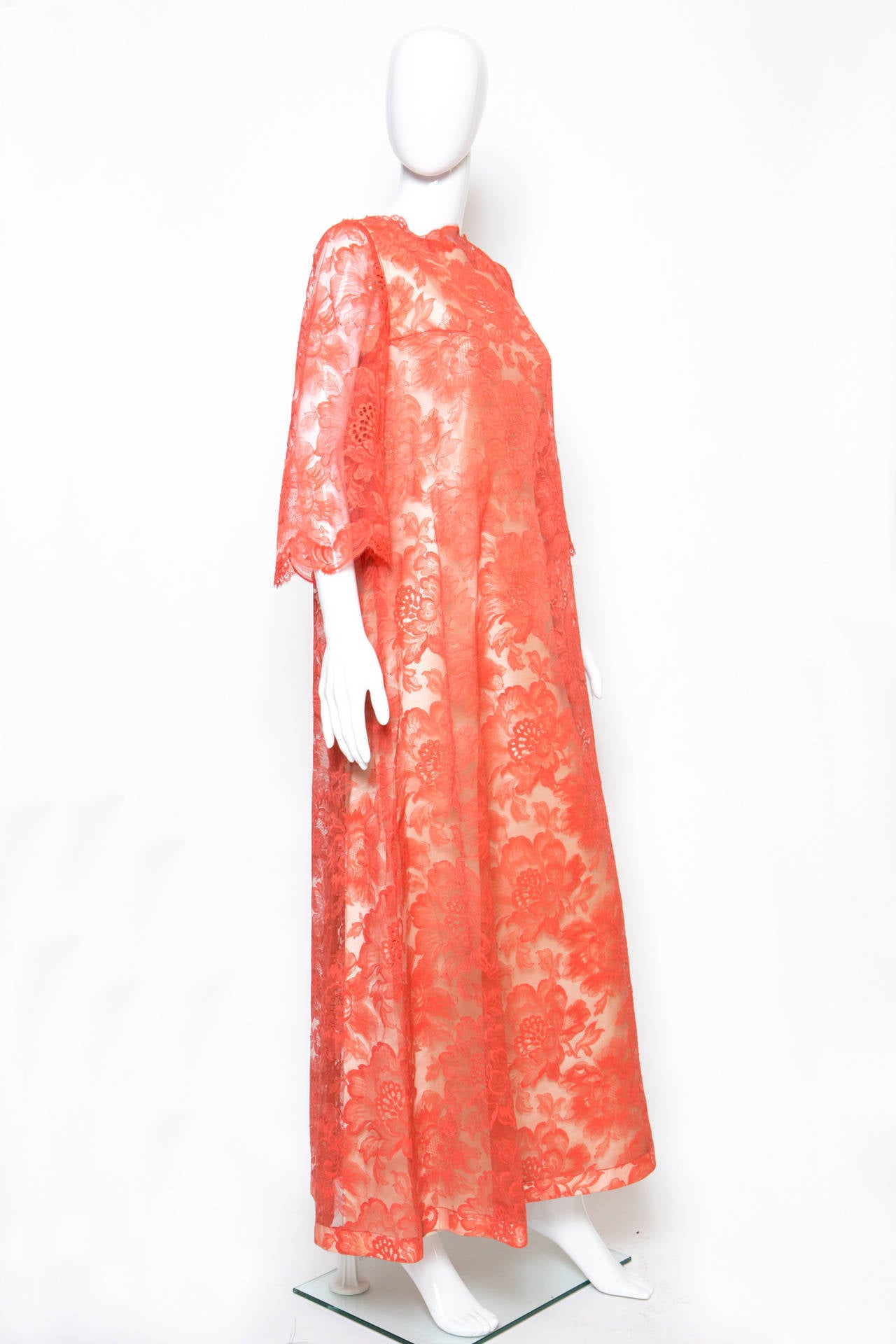 Orange 1960s Guy Laroche Evening Dress