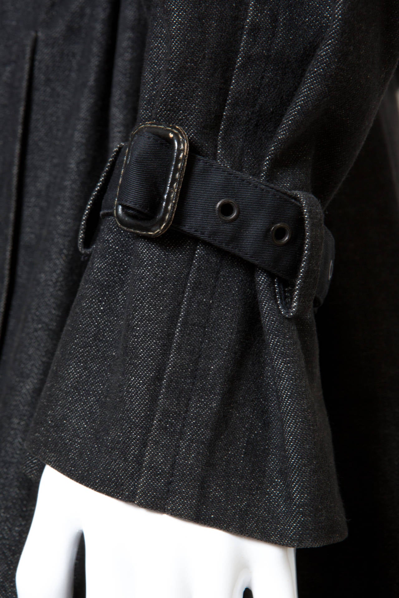 1980s Gorgeous Yves Saint Laurent Black Denim Trench 4