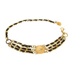Woven Leather and Chain Louis FERAUD Belt 1