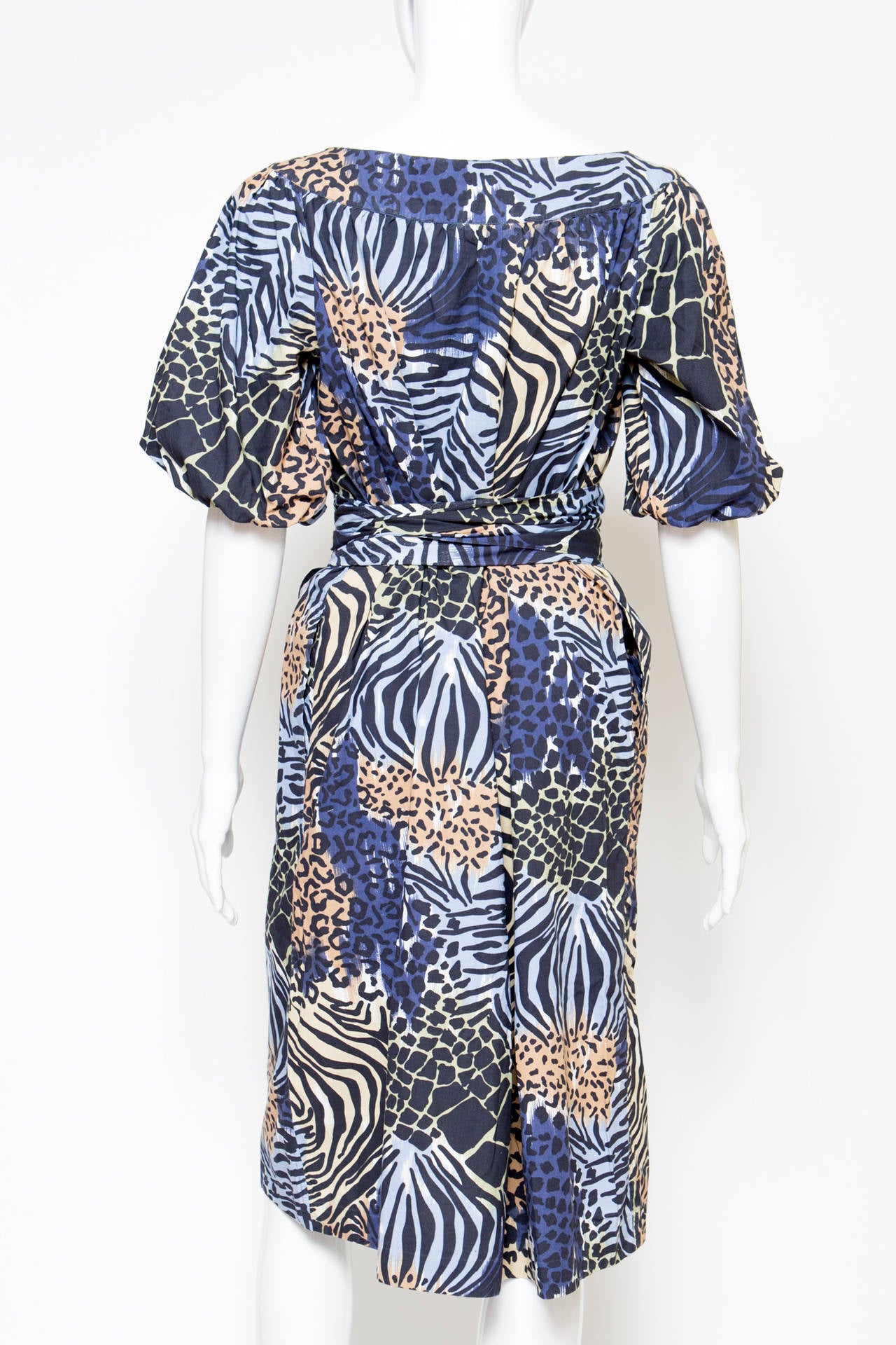 Women's 1980s  Yves Saint Laurent Printed Cotton Dress