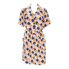 1980s Yves Saint Laurent Printed Silk Dress 4