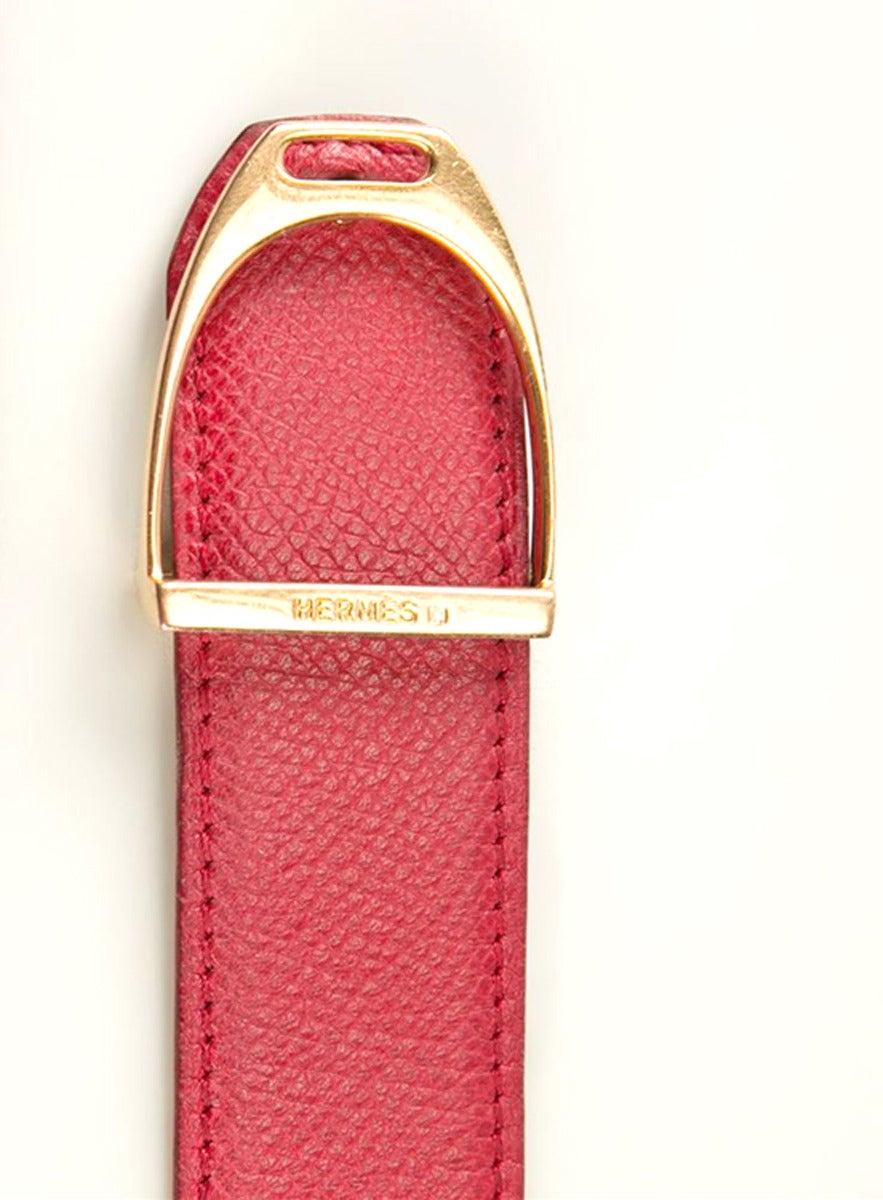Women's 1980s Hermes Red Stirrup Buckle Belt