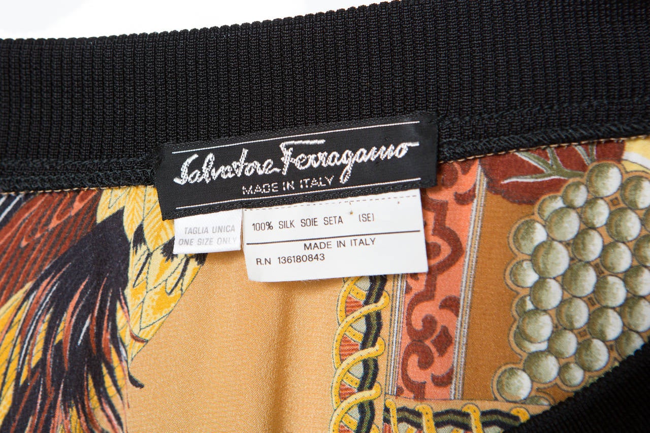 1990s Salvatore Ferragamo Silk Scarf Top 2