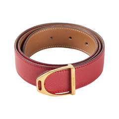 Vintage 1980s Hermes Red Stirrup Buckle Belt