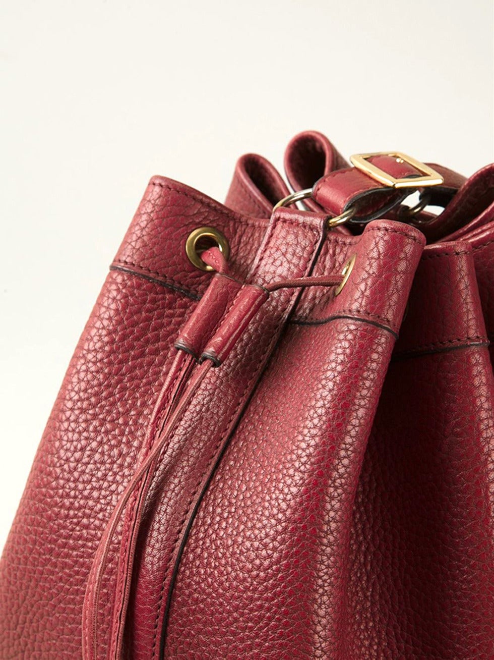 Hermes Leather Market Bucket Bag Red