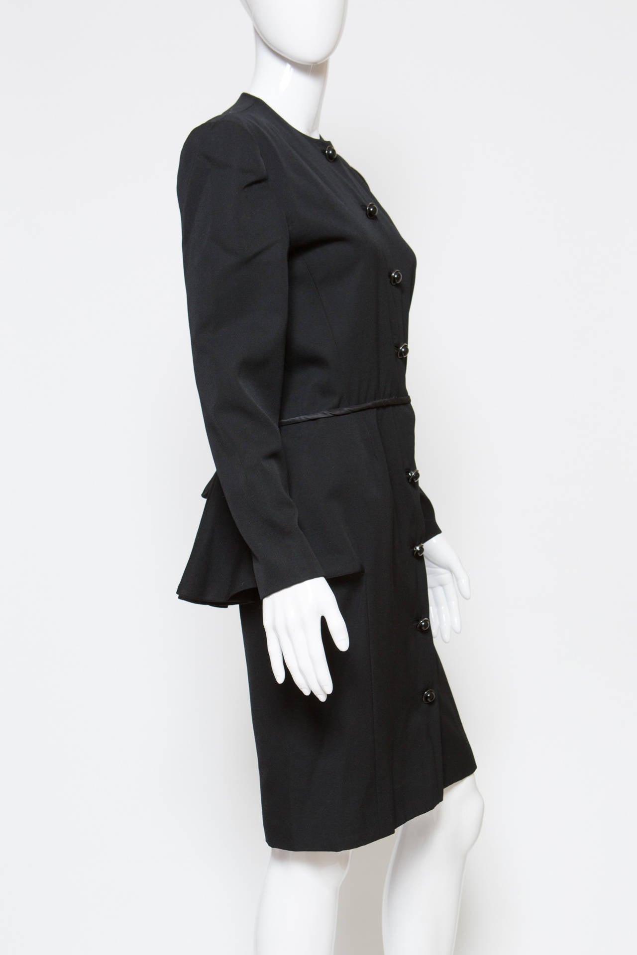 1980s Black Guy Laroche Peplum Dress For Sale at 1stdibs