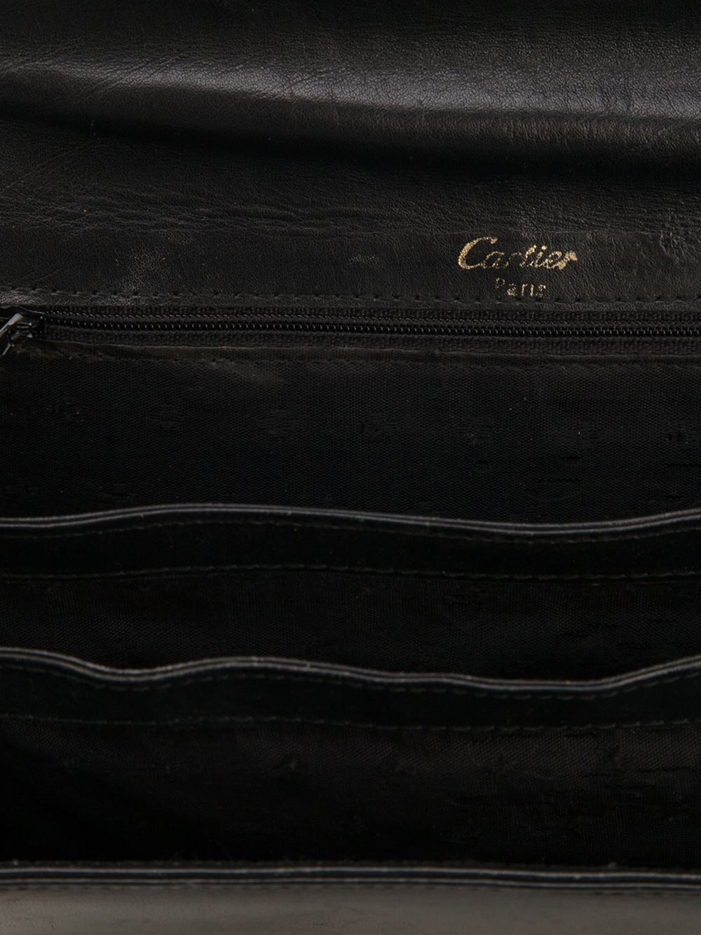 1990S Cartier Black Leather Shoulder Bag 1