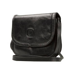 1990S Cartier Black Leather Shoulder Bag