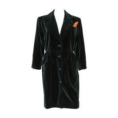 1980s Yves Saint Laurent Green Velvet Coat 9