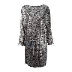1980s Silk Lanvin Metallic Dress