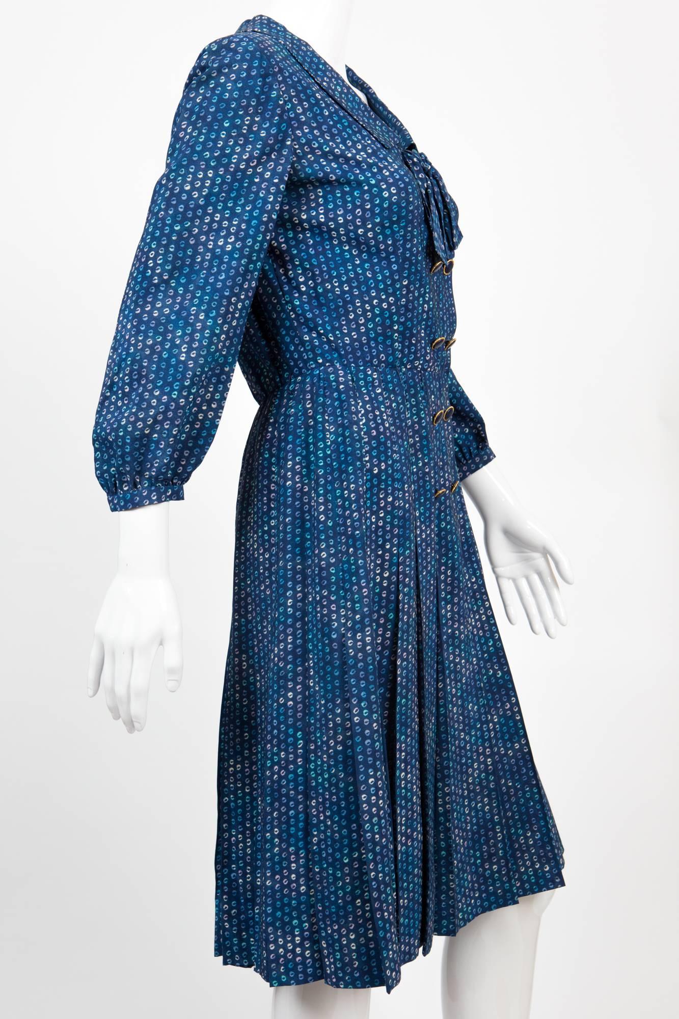 Blue Iconic 1967s Haute Couture Chanel N° 55 364 Silk Dress