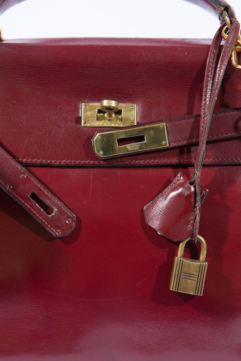 Gorgeous Hermes Bordeaux Boxcalf 32cm Kelly Bag at 1stdibs