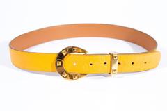 Hermes Sunflower Horseshoe Buckle Leather Belt 1980s