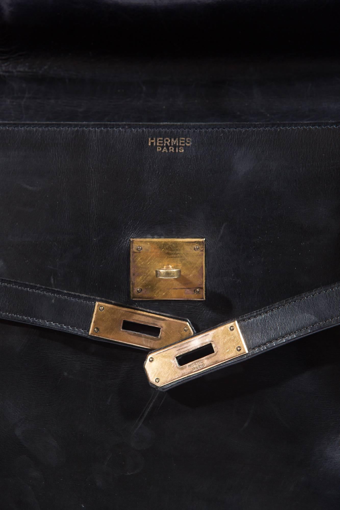 Women's Gorgeous Hermes Black Boxcalf Monaco Bag