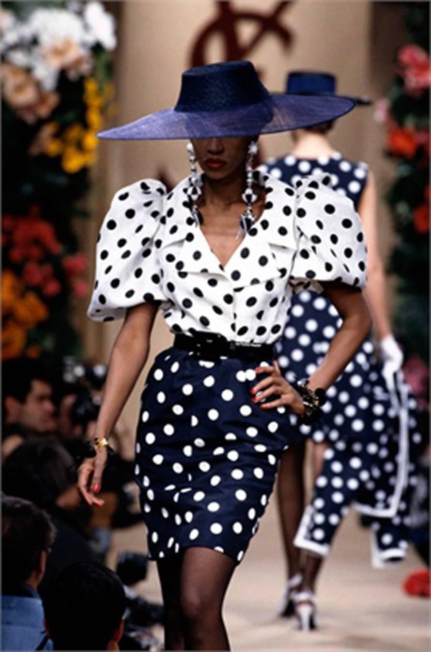 1986s Saint Laurent Dot Print Dress 1