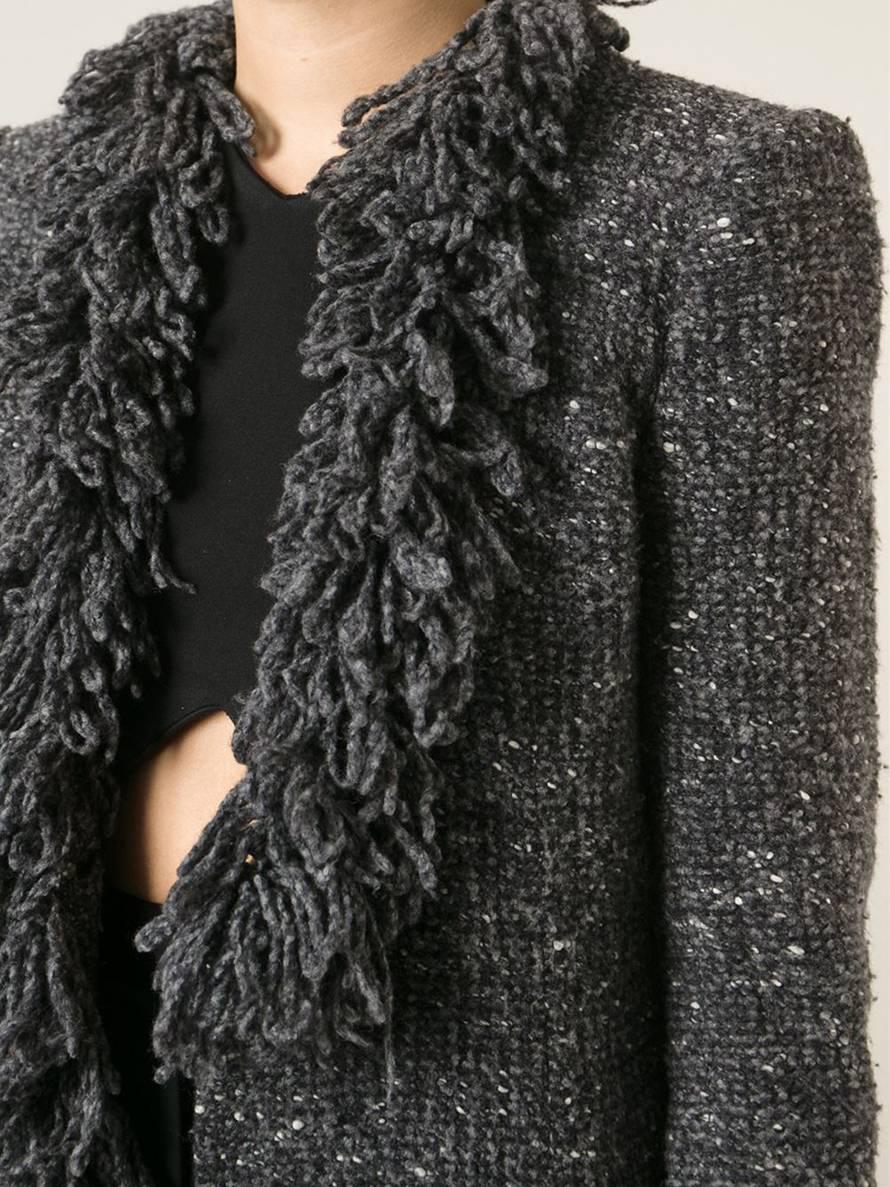 1980s Grey Chine Carven Fringed  Jacket In Good Condition In Paris, FR