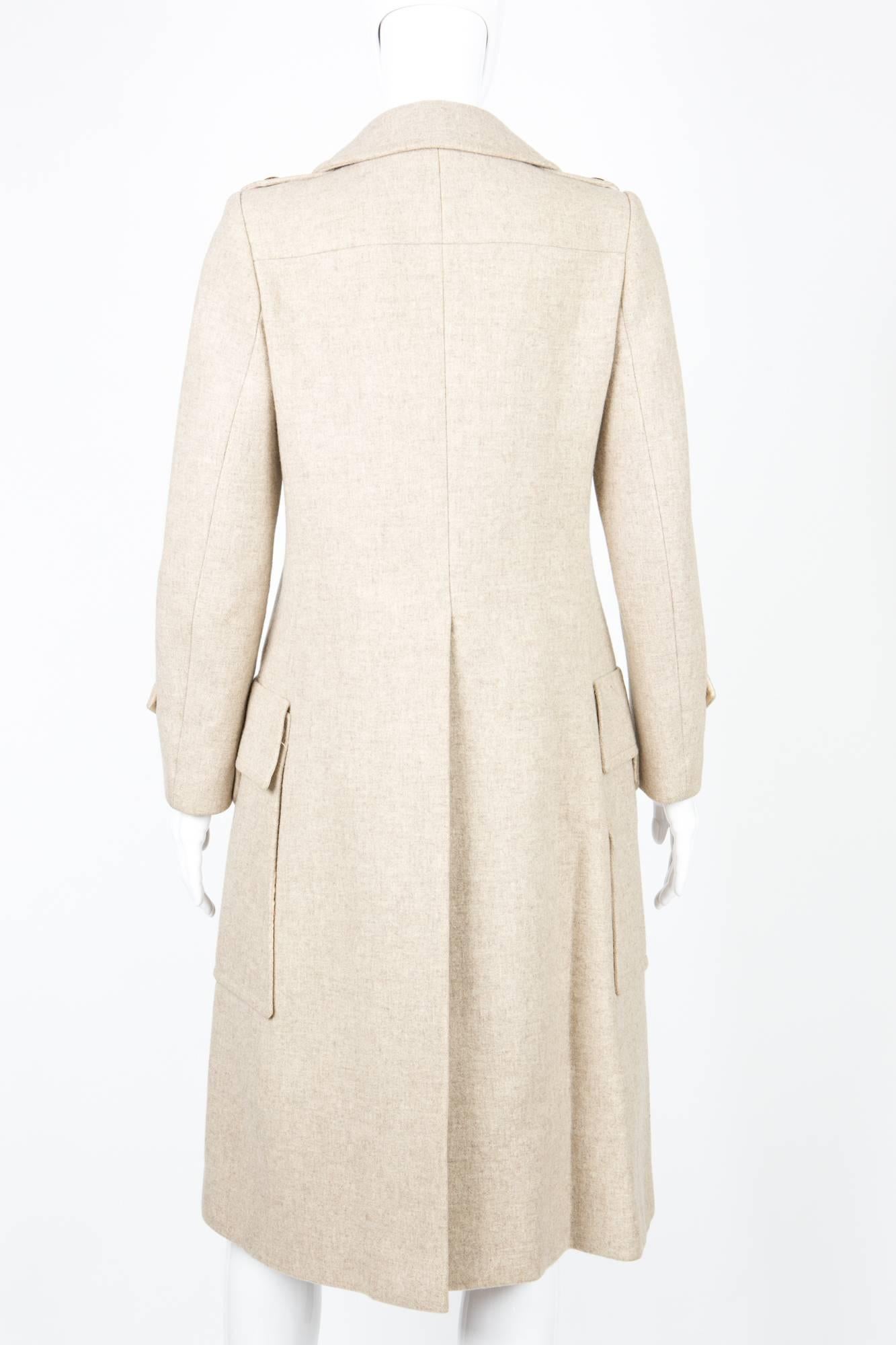 1960s Ted Lapidus Ivory Wool Coat In Good Condition In Paris, FR