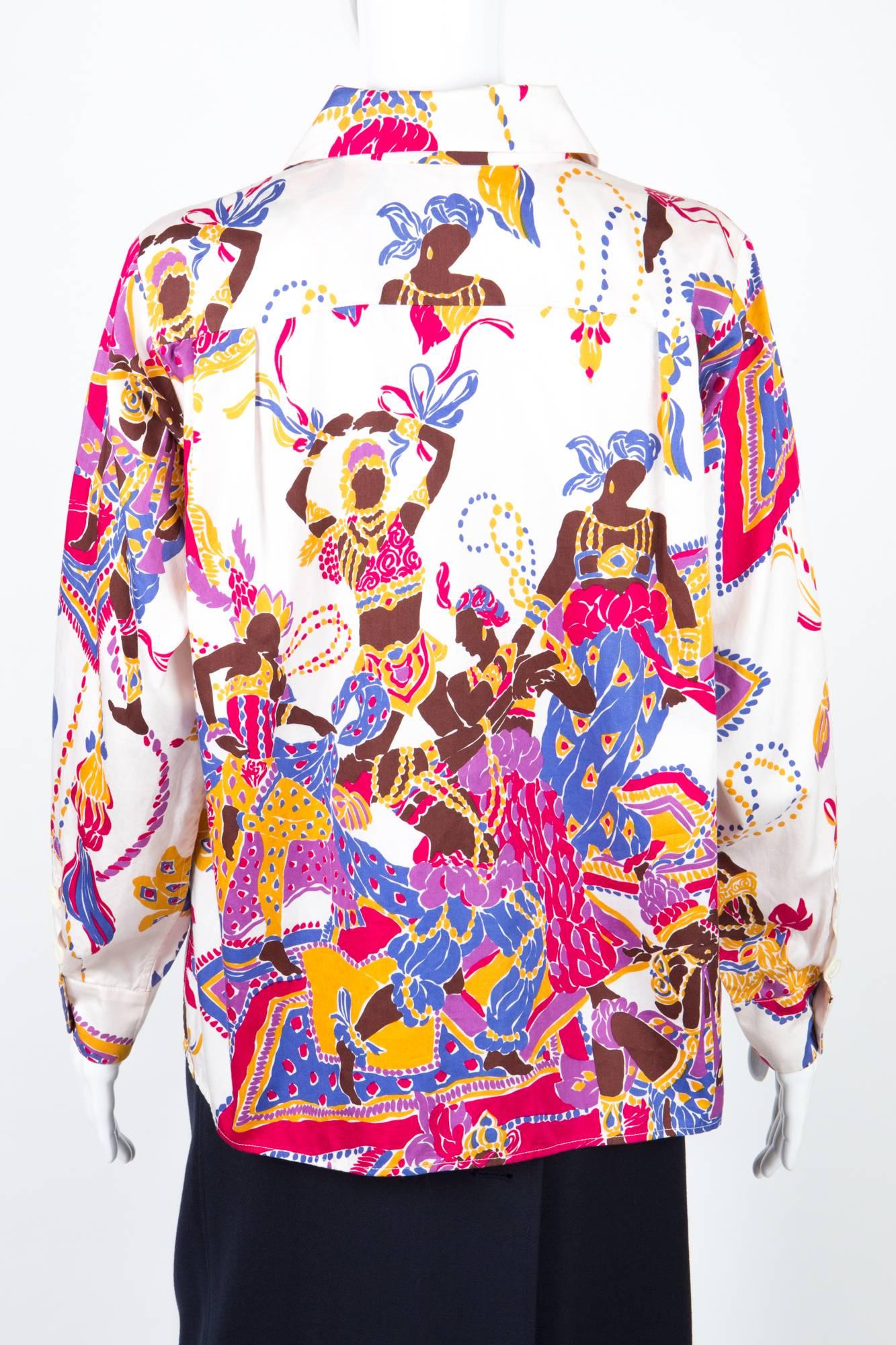 1991s Rare Saint Laurent Cotton Printed Shirt In Excellent Condition In Paris, FR