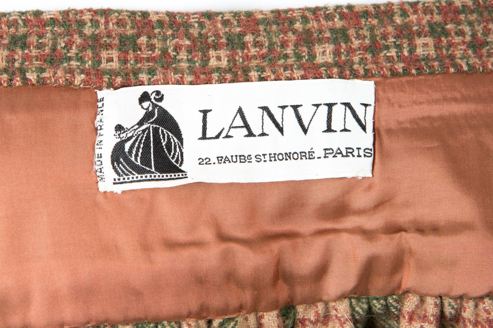 1970s Lanvin Check Wool Skirt 1