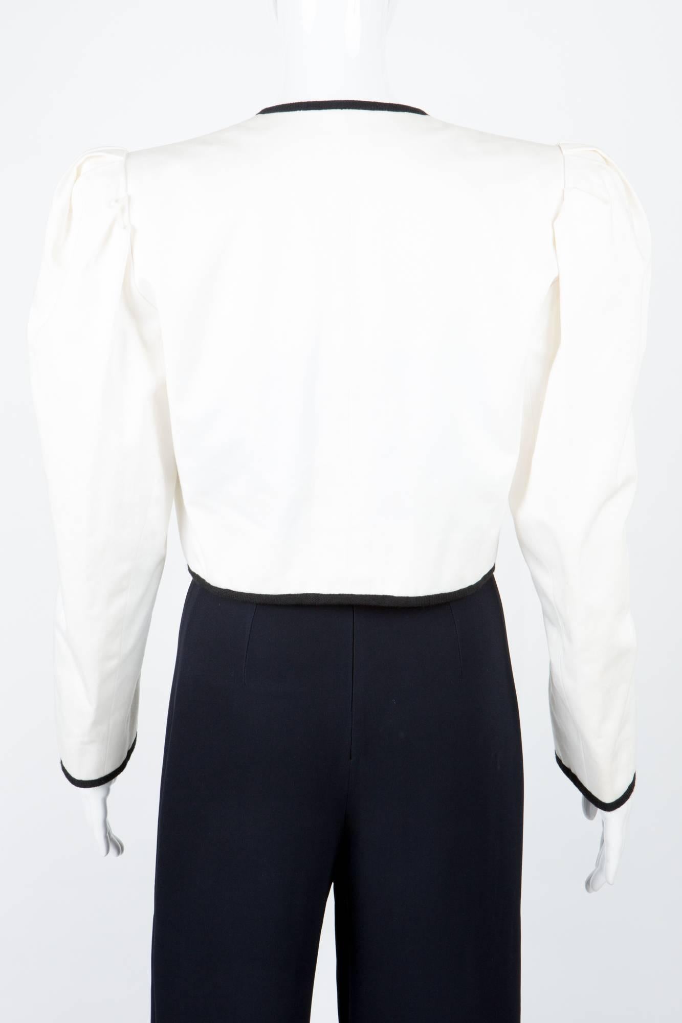 Black 1980s  Saint Laurent White Bolero Jacket