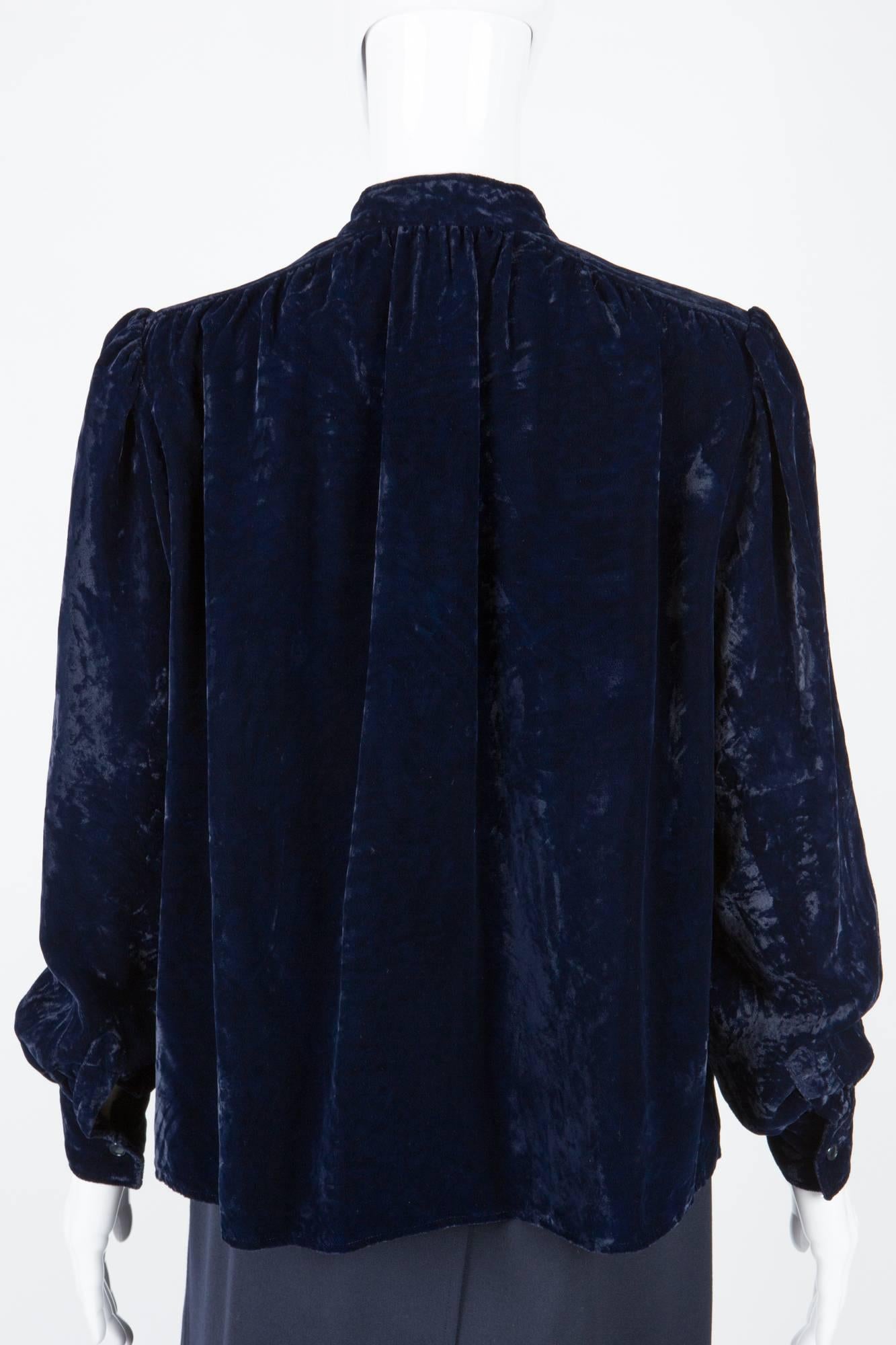 1977s Iconic Saint Laurent Russian Collection Silk Velvet Top In Excellent Condition In Paris, FR