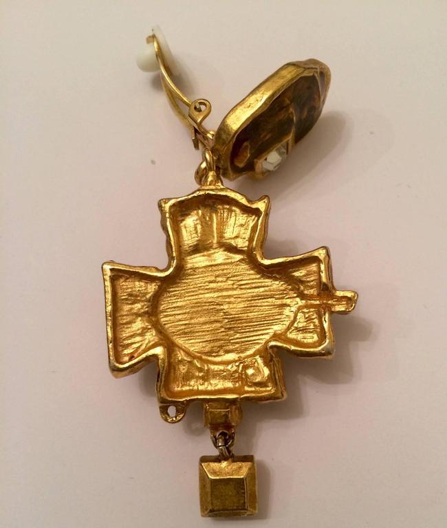 Multicolored Christian Lacroix Cross Drop Earrings For Sale at 1stdibs
