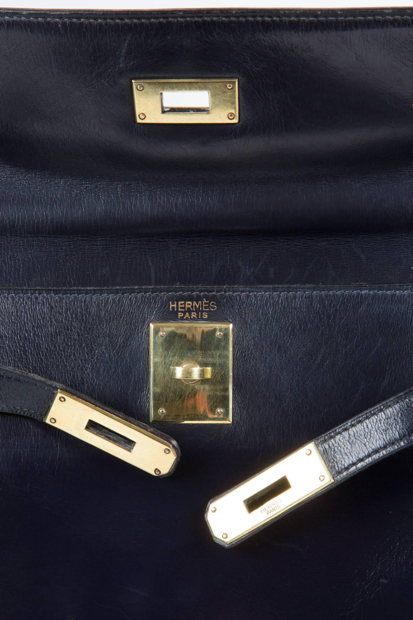 Gorgeous Hermes Navy Boxcalf Kelly Bag 28cm 1