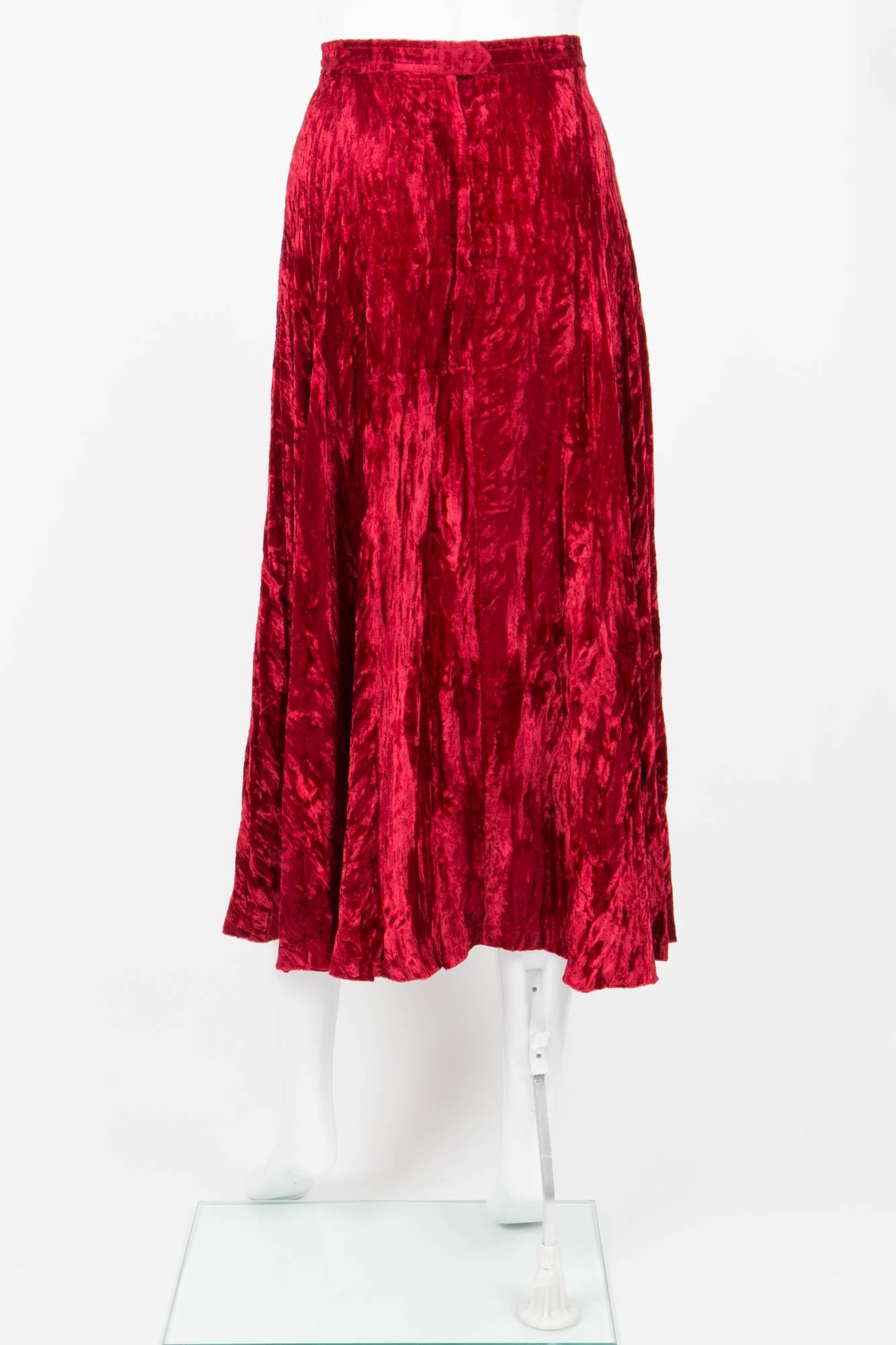 Women's 1976 Yves Saint Laurent Rare Russian Velveteen Collection Skirt