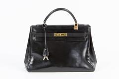 Gorgeous Hermes Black Boxcalf 32cm Kelly Bag