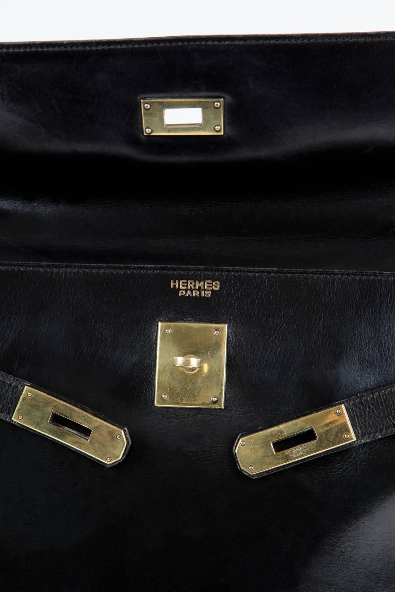 Gorgeous Hermes Black Boxcalf 32cm Kelly Bag 1