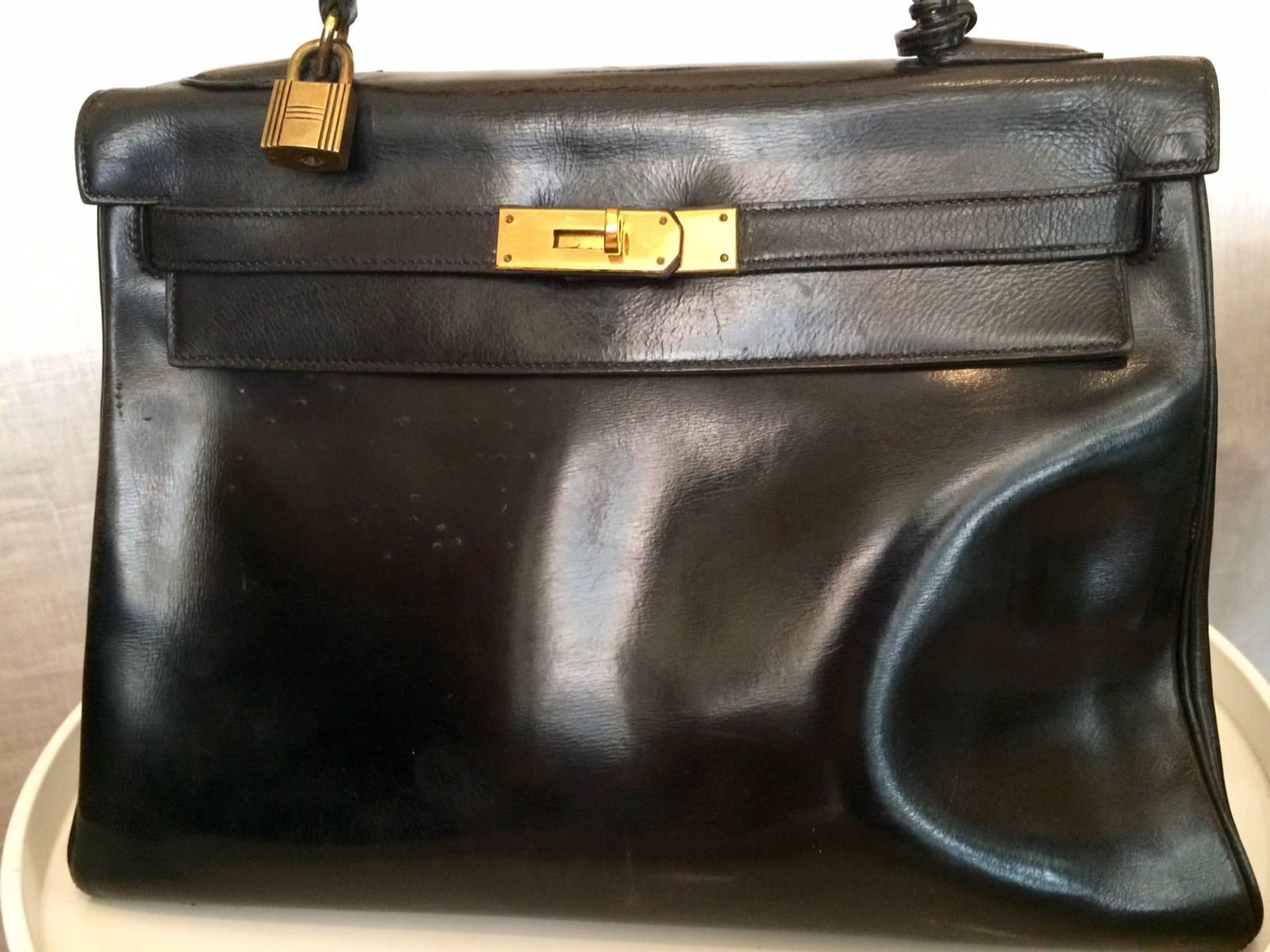 Gorgeous Hermes Black Boxcalf 32cm Kelly Bag 4