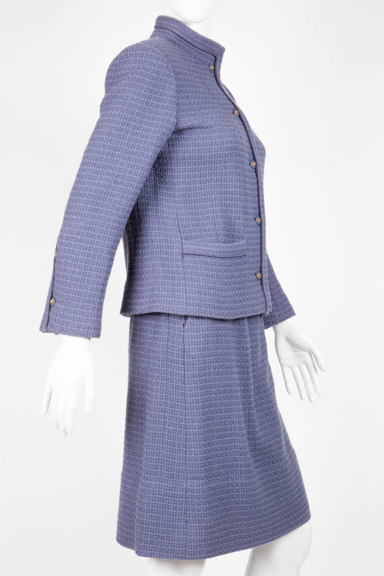 Purple 1970s Iconic Parme Boucle Chanel Skirt Suit