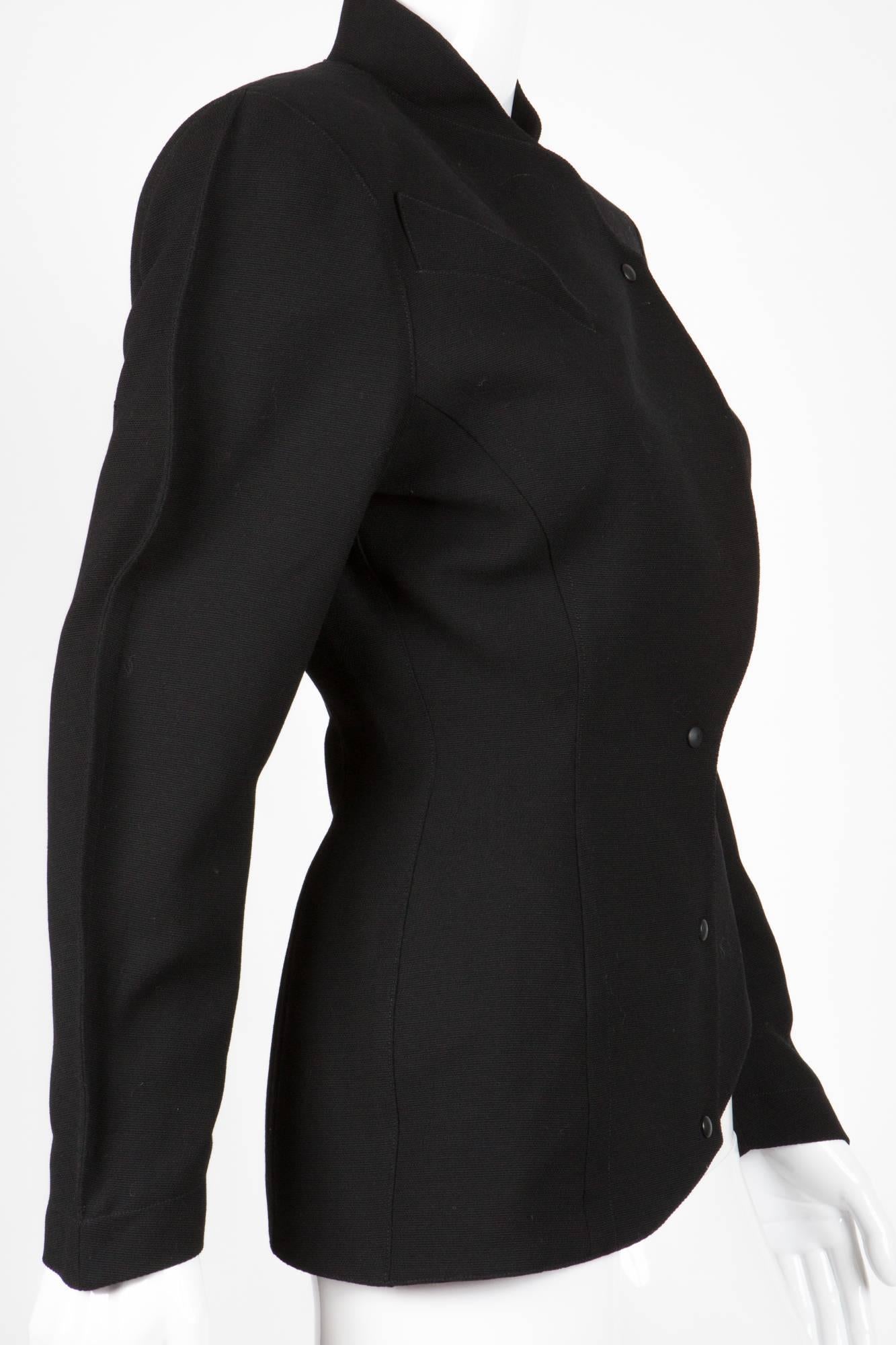 1980s Iconic Thierry Mugler Black Asymmetric Jacket In Excellent Condition In Paris, FR