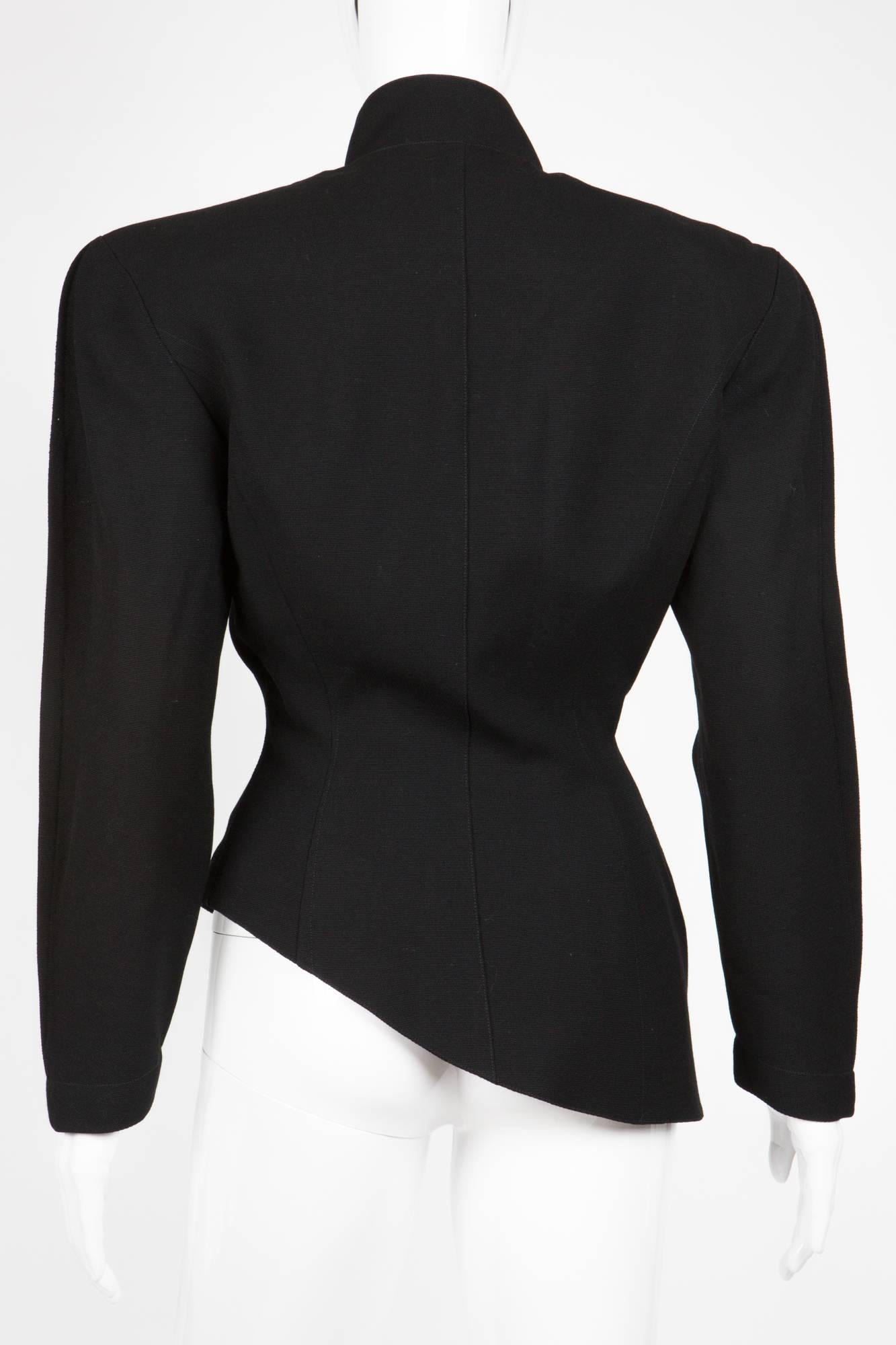 1980s Iconic Thierry Mugler Black Asymmetric Jacket 1