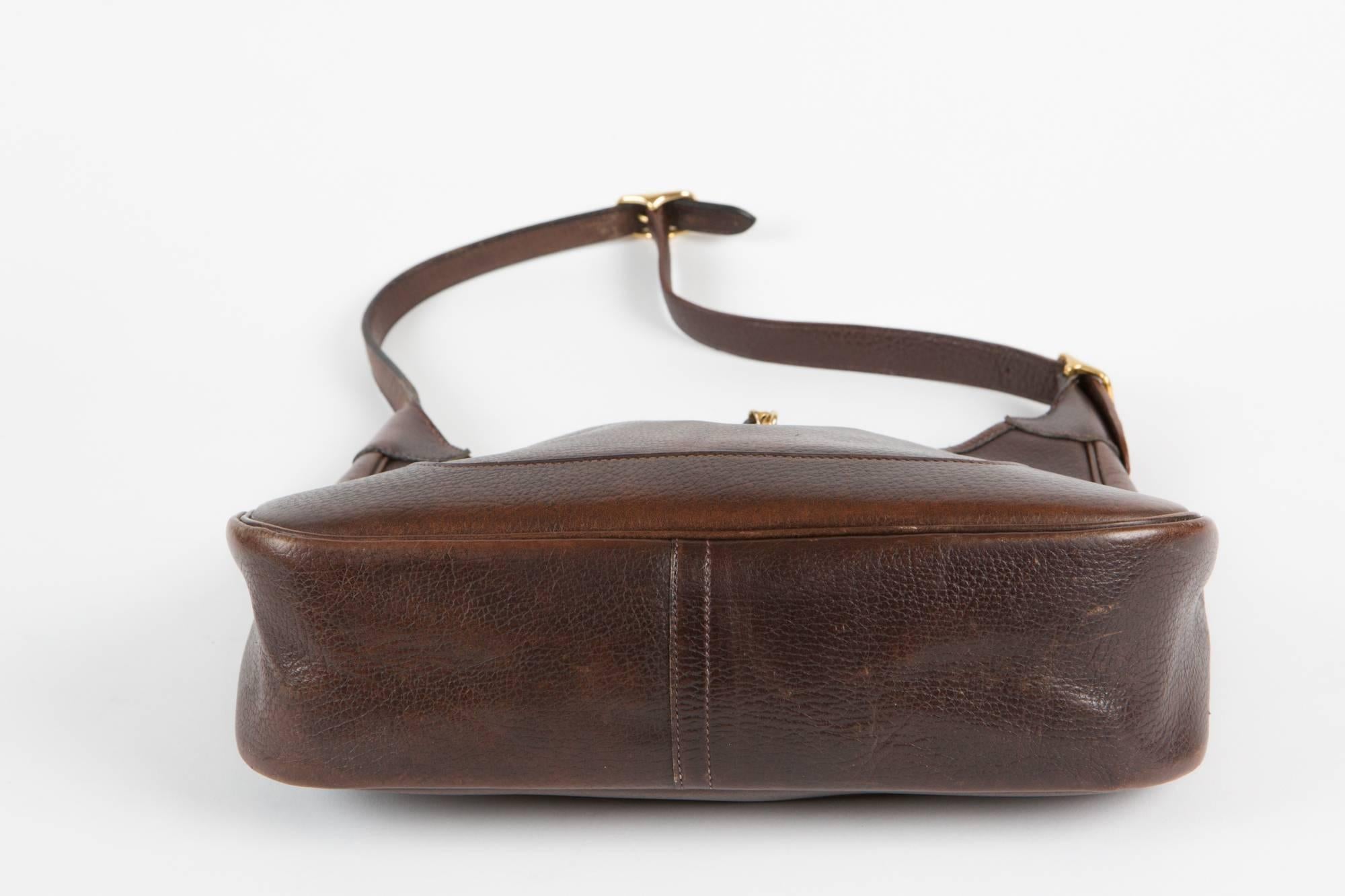 1970s Chocolate Hermes Trim Bag  In Good Condition In Paris, FR