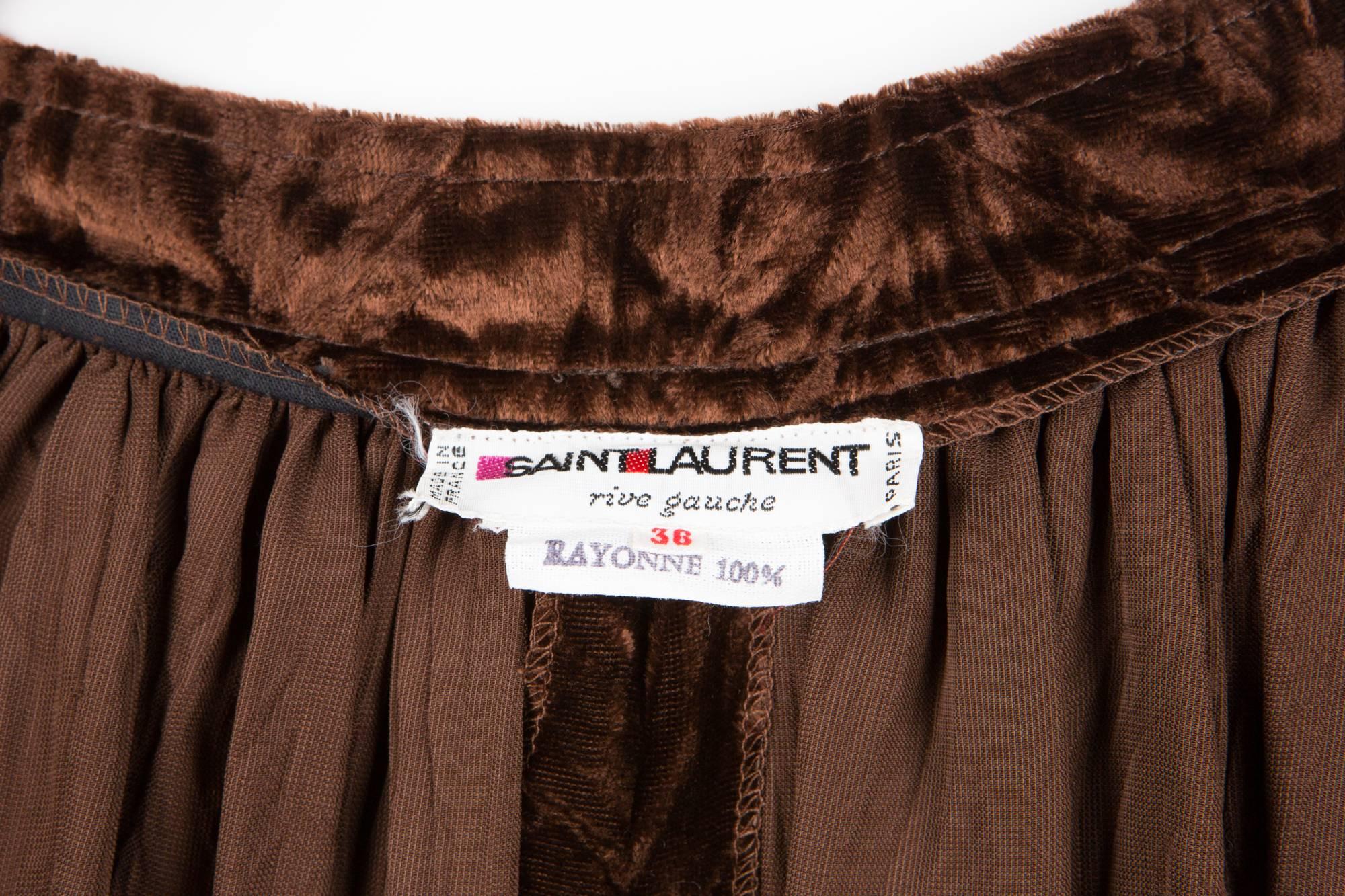 Women's Rare Saint Laurent Brown Russian Collection Velveteen  Skirt