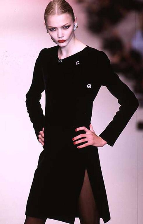 1996s Catwalk Cocktail Black Saint Laurent Silk Velvet Dress at 1stdibs