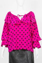 Gorgeous Saint Laurent Silk Polka Dot Print Blouse