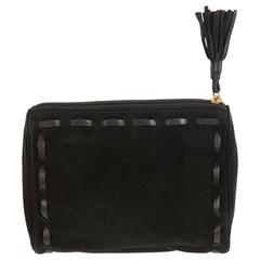 Vintage Saint Laurent Black Suede Iconic Clutch