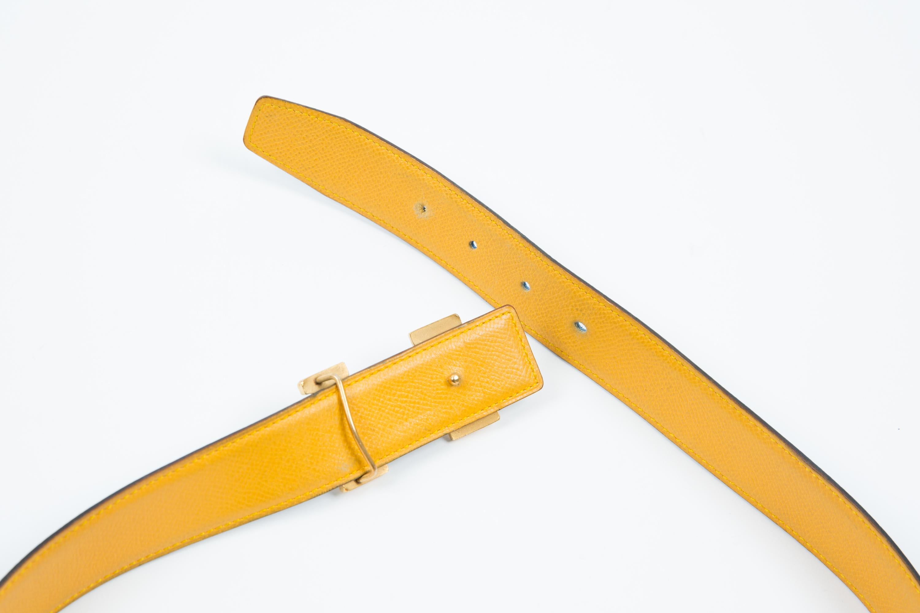 Hermes Constance H.  Ceinture réversible en cuir bicolore bleu Bon état - En vente à Paris, FR
