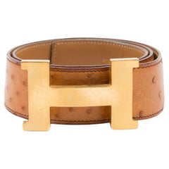 Hermes Constance H Camel Large Leather Belt