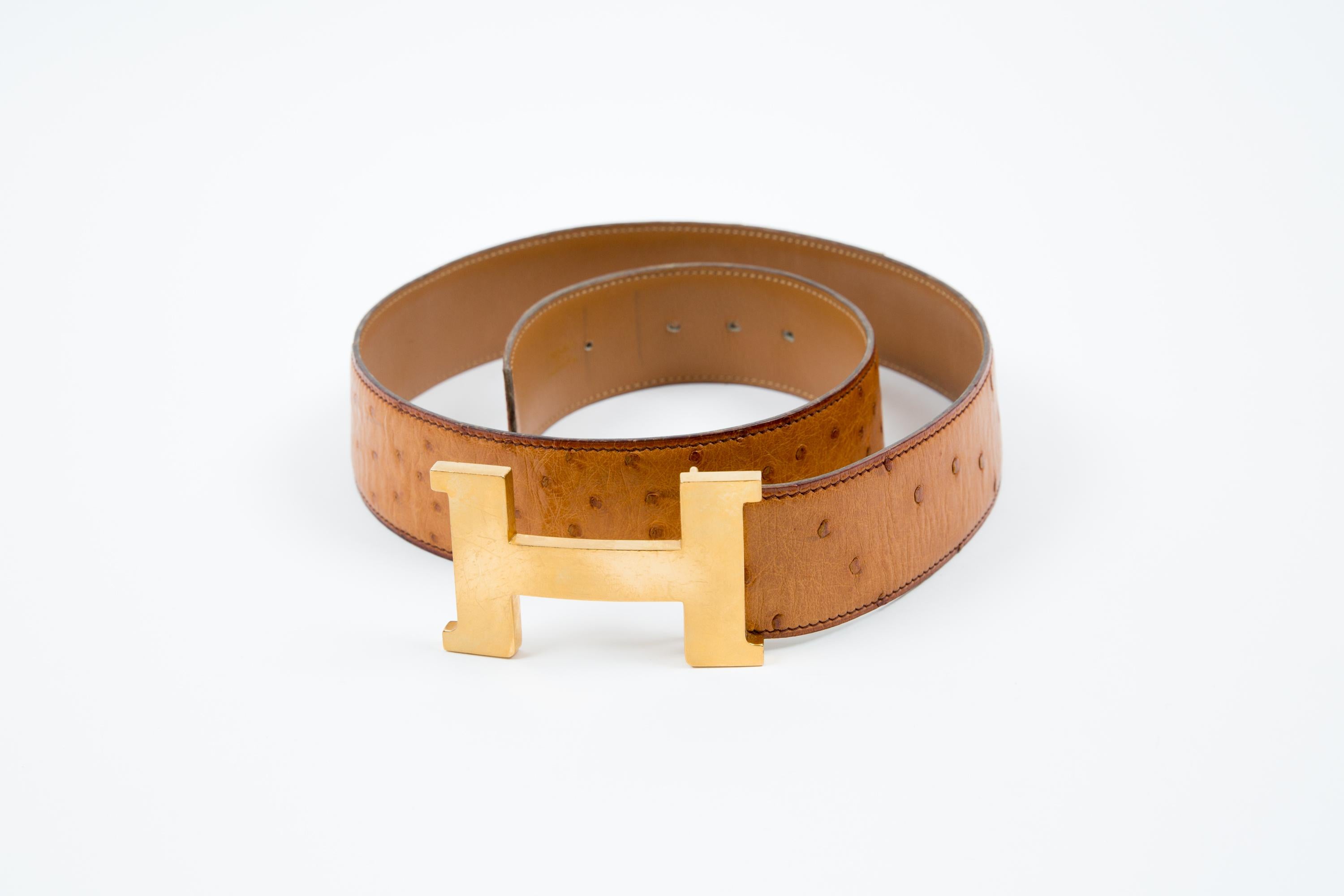 Arancia Cintura grande in pelle di Hermes Constance H Camel in vendita