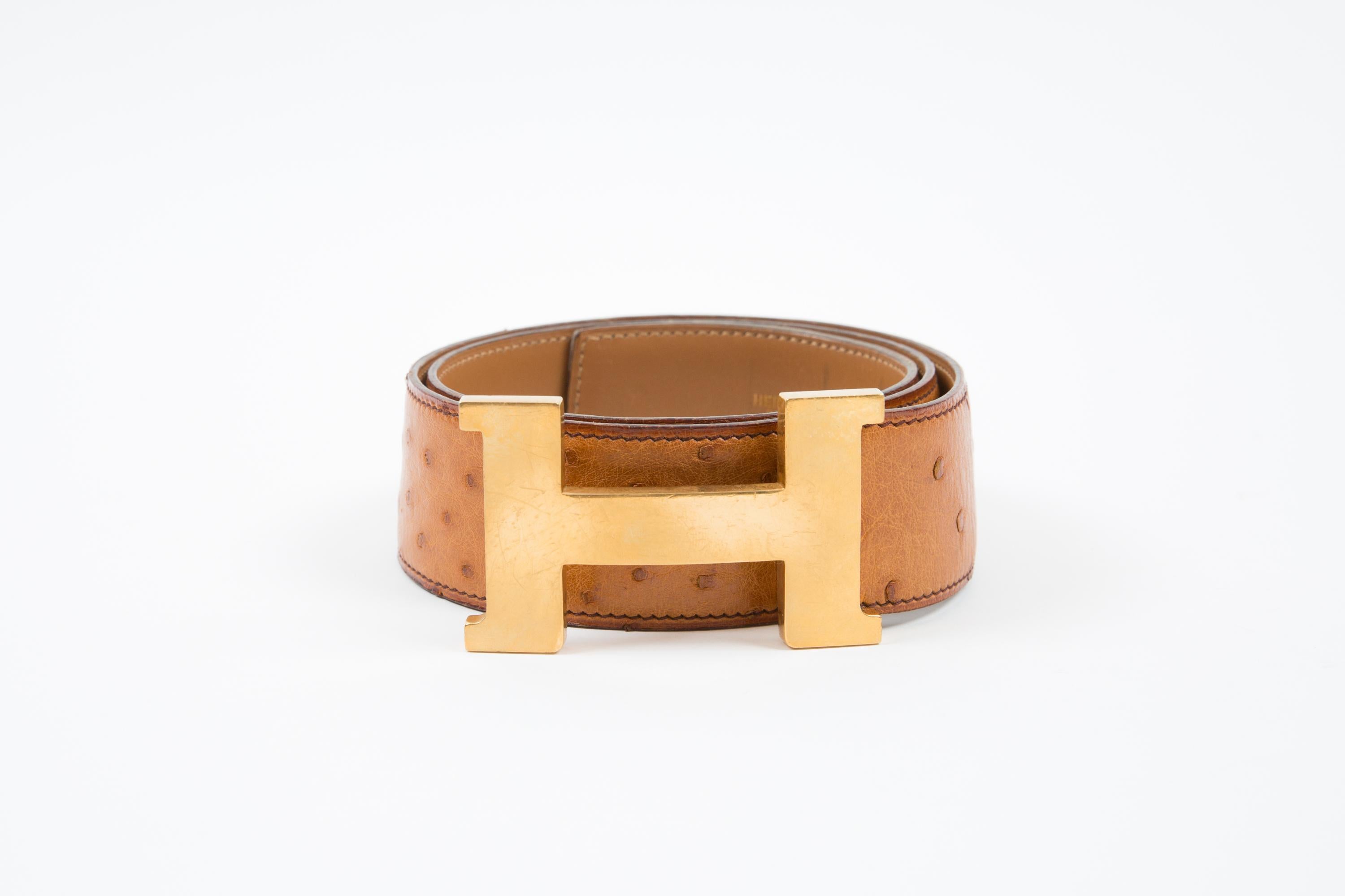 Cintura grande in pelle di Hermes Constance H Camel in vendita 1