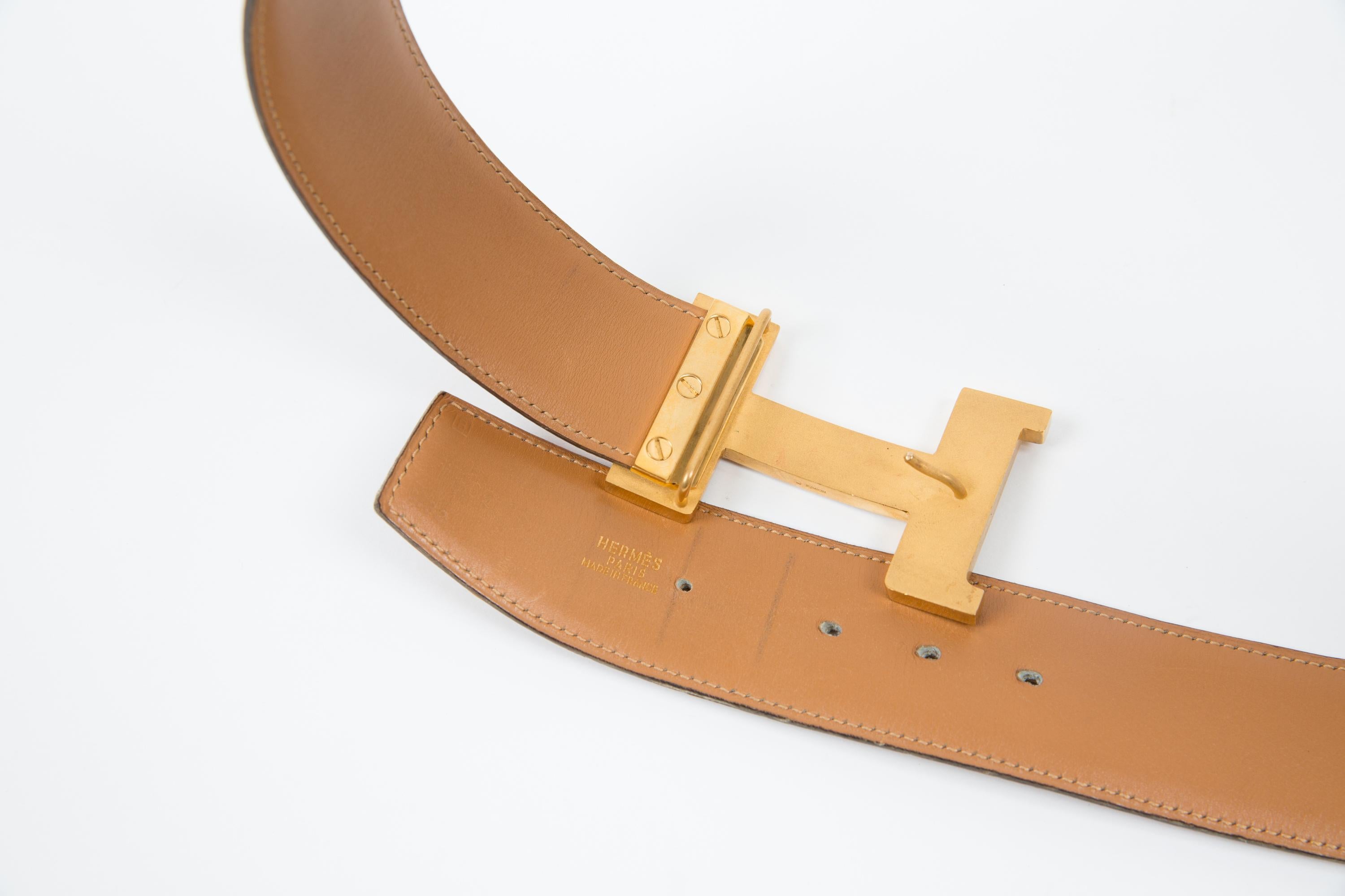 Cintura grande in pelle di Hermes Constance H Camel In condizioni buone in vendita a Paris, FR