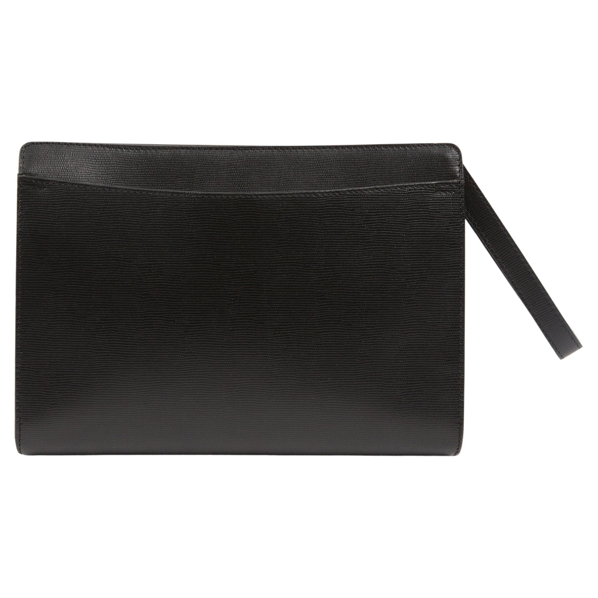Pochette grande in pelle nera di Celine con chiusura a zip superiore 